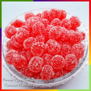 PERMEN RASA BUAH STROBERI Pouch 100 gram Permen Viral Aneka Rasa Buah Buahan Strawberry Manis
