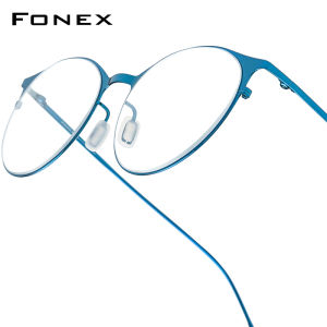 FONEX Alloy Glasses Frame Women Brand Design Vintage Round Eyeglasses Frame Men Full-Rim Retro Ultralight Korean Japaness Style Optical Eyewear 8106