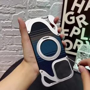 For Back Cover for iPhone 16 Pro Max 15 Pro Max Luxury Stylish Functional Magnetic Holder Metal Stand Mobile Case