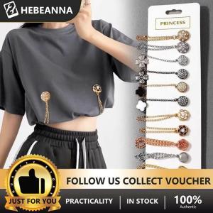 hebeanna คลิปหนีบเสื้อผ้าแม่เหล็กอเนกประสงค์2ชิ้นพร้อมกระดุมโลหะแบบห่วงหนีบผ้าพันคอกางเกงขาหนีบติดด้วยแม่เหล็ก