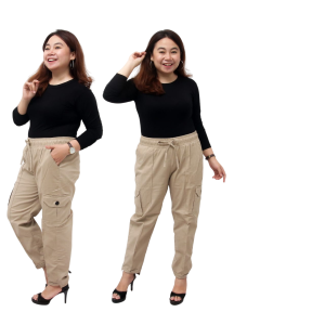 Celana Baggy Pant K Karet Full Super Jumbo XXL 4L 5L 6L 8L Chino Stret Cream Moca Capucino Hitam / Celana Kantor Big Size / Celana Kerja Jumbo / Celana Bahan Jumbo Wanita