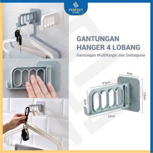 Gantungan Baju Lipat Tempat Jemuran Tempel Kaca Dingding Hanger Dengan 4 Lubang Rak Gantung Pakaian Kunci Serbaguna