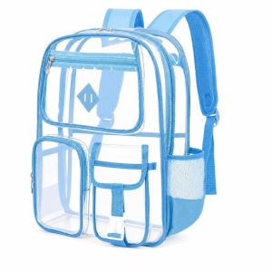 KDAKY0490 Mult-Pocket Clear PVC Backpack Transparent Waterproof School Backpack Practical Wear-Resistant See-Through Bookbag SchoolTravelGym