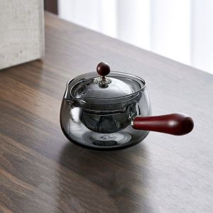 SKJK Glass 360 Degree Rotating Teapot Heat Resistant Large Boiling Teapot Multi-purpose Transparent Brewing Teapot Home