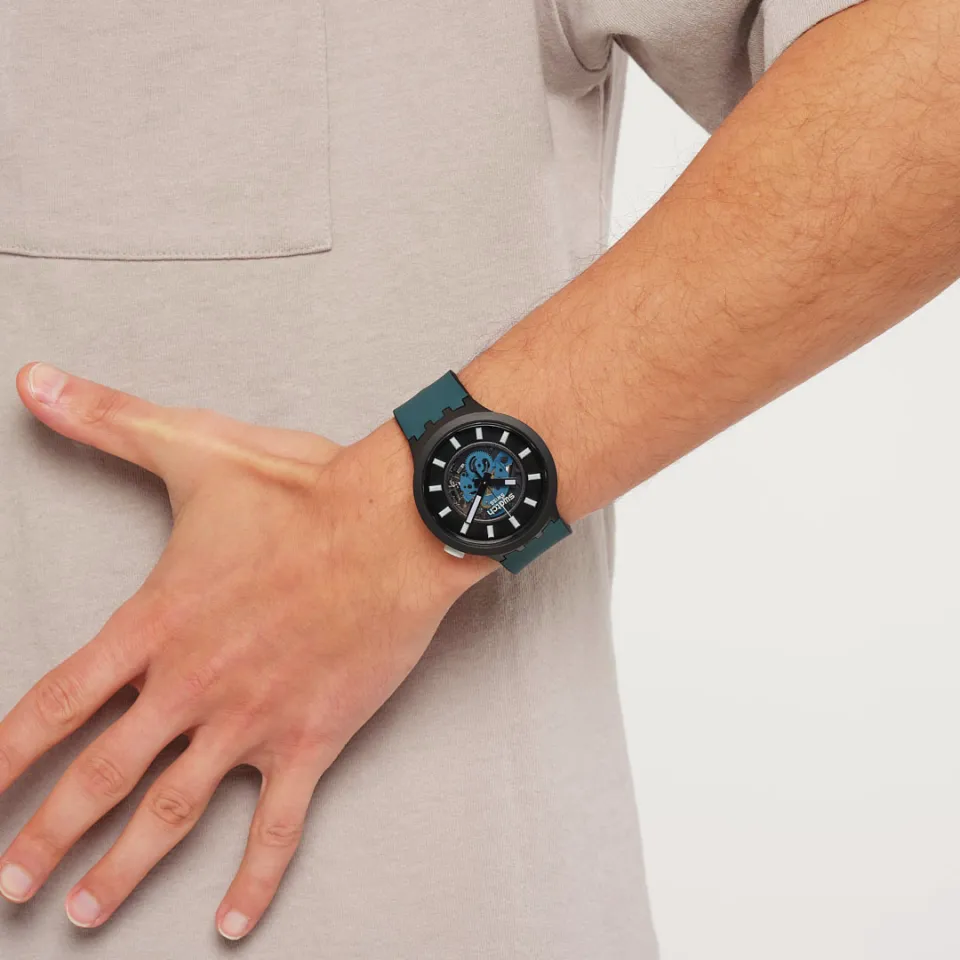 Swatch Big Bold Bioceramic NIGHT TRIP SB03B107 Blue Silicon Strap