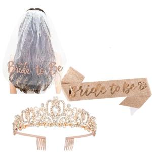 Bride To Be Veil Sash with Unique Lettering Crowns and Accessory for Celebration Use Bachelorette Party Decorations