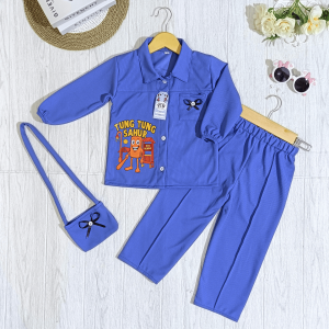 Setelan Anak Perempuan Model Motif Tung Tung Sahur Viral Free Tas Usia 1-7 Tahun