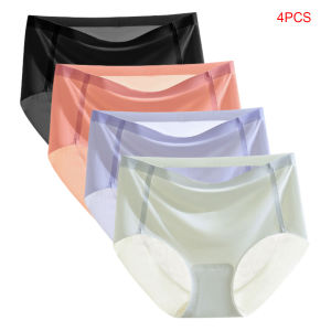 4/5Pcs Women Ice silk Seamless Underwear Middle Waist Panties Girls Students Briefs Breathable Ladies Underpants M-XXL