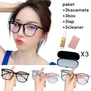 Promo Bundle Kacamata 3 Warna Free 3box+3lap+3cleaner Kacamata Korea Paling Populer Baru