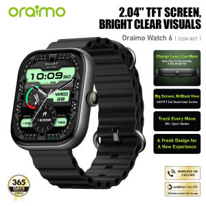 Oraimo OSW-807 Smart Watch 2.04" TFT Display Bluetooth  V5.3 Smartwatch Phone Call  Step Heartrate Blood Large 300mAh  Battery Waterproof Smartwatchs