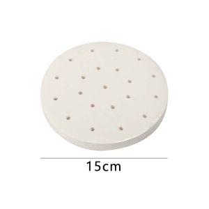 100Pcs Round Bamboo Steamer Pad Paper White Non-Stick Air Fryer Steamer Liners Perforated Wood Pulp Papers Steamer Mat Dumplings Cooking Mat