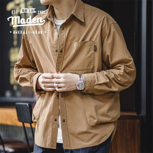 MADEN brand workwear style men youth fashion 2024 spring new gentlemens college style mountain outdoor waterproof shirt casual loose Maillard long sleeved shirt
