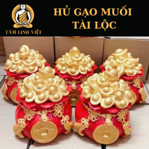 Hũ đựng muối/gạo/ cầu tài cầu lộc trang trí bàn thờ Thần Tài Thổ Địa thu hút tài lộc