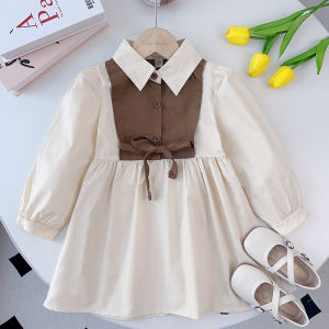 Bear Leader Autumn Dresses for Baby Girls New Fashion Patchwork Long Sleeves Shirt Dress Kids Clothing 3-7 Years Childrens Casual Fall Clothes