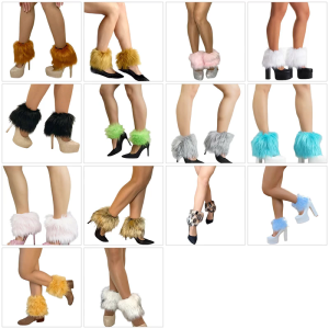 Women Furs Leg Warmer Winter Furry Long Boot Cuffs Fuzzy Shoe Cover Party Costume for Holiday Festival Performances Play