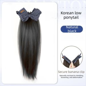 SUTONGXUE Tổng hợp Tóc giả đuôi ngựa kẹp càng chuối với Grab Clip Thanh lịch Phần tóc đuôi ngựa nơ Ngọt ngào Tóc nối Bím tóc đuôi ngựa dài và sóng dành cho phụ nữ