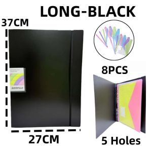 Long 5 Ring Binder Folder With 8PCS Clear File Bag Push Pull Loose Leaf File Folder Set For School