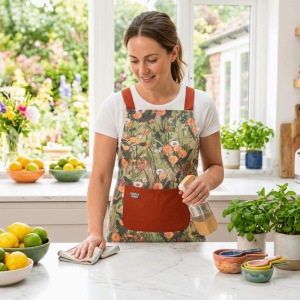 LAIFLE Floral Print Cooking Apron Anti-fouling Waterproof Womens Baking Bibs Simple with Pocket" BBQ Bib Apron Kitchen