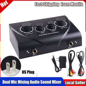 Mixing Sound Mixer Dual Mic Inputs Company Stage Home KTV Rooms Digital Karaoke Professional Audio System Machine Sound Amplifier & Microphone Karaoke Home KTV Rooms Digital Mixer US Plug