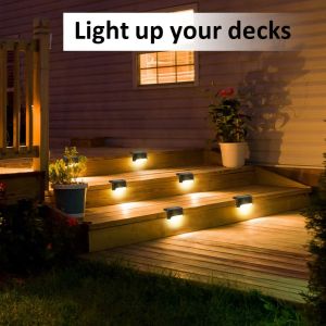 Ronye Life【Spot Manila】Solar LED Waterproof Step Light 4PCS Outdoor Garden Lighting Sunlight Power Saving Deck Pathway Stairs Fence Yard Path Landscape Lamp Decoration