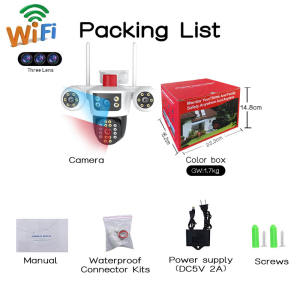 V380 Pro CCTV WIFI/4G 3 Kamera 12MP Ultra HD Mode Malam outdoor waterproof Secara Otomatis Mendeteksi Alarm Yang Tidak Normal cctv wifi sambung ke hp