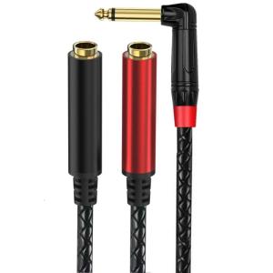 6.35mm Male Stereo to Double 6.35mm Female Connector Y Splitter Adapter Cable Headphone Splitter Speaker