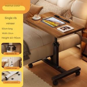 Adjustable Height C Shaped Side Table 360°Swivel & Flip Top for Couch Mobile C Side Tables That Slide Under Recil Walnut