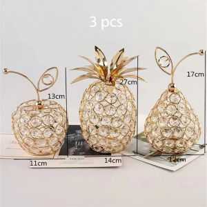 【Ready Stock】Crystal Nanas pear apple pajangan mewah swarlovsky Pir / Nanas / Apel Ornamen Kristal Buah / Dekorasi Ruang Tamu Kristal