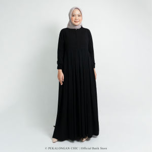 GAMIS POLOS HITAM MODEL FLOY BAHAN RAYON PREMIUM TEBAL ADEM / GAMIS RAYON TWILL / GAMIS HITAM / GAMIS LD 120 / GAMIS JUMBO / GAMIS WANITA TERBARU
