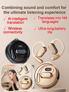【Translation Into 144 Languages】AI Translation Digital Display Bluetooth Headset Rotating Magnetic Hanging Ear No InEaHigh-Speed Bluetooth Smart Translation Headset Ai Translator Earbuds Wireless Headphones 13 Hours Long Life