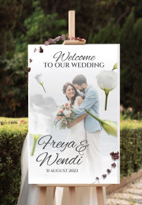 PAPAN KAYU NAMA WELCOME SIGN PRINTING WEDDING ENGAGEMENT/ LAMARAN HIASAN DINDING HADIAH/KADO