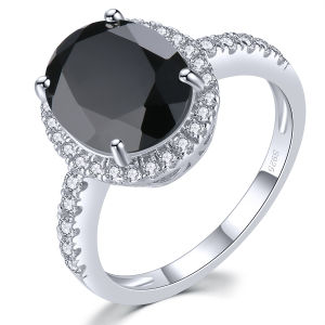 Lohaspie Đồ Trang Sức Chính Hãng 4.5 Carats Rắn Sterling Silver 925 Vòng Ban Đầu Tự Nhiên Bầu Trời đá topaz xanh dương Đen Spinel Vòng 925 Vòng Tròn Bạc Phụ Nữ Nữ Nguyên bản nhẫn thời trang Đồ Trang Sức