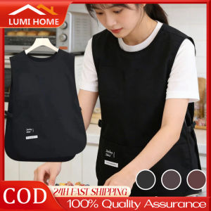 Coffee Cooking Aprons Waterproof Oilproof Vest Apron with Big Pocket BBQ Shop Waiter Apron