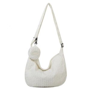 Pleated Cloud Bag Minimalist Ruched Design Satchel Bag Fashion Shoulder Crossbody Bag Women Girl Korean Style Nylon Bag