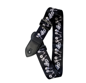 Adjustable Thermal Print Guitar Strap in Leather and Polyester