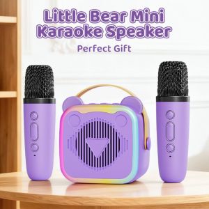 AUDIENC HIFI Surround Mini Karaoke Machine 3.5mm Earphone Portable Mini Bluetooth Audio Multifunctional RGB Lights Wireless Sound Microphone Set Home Karaoke