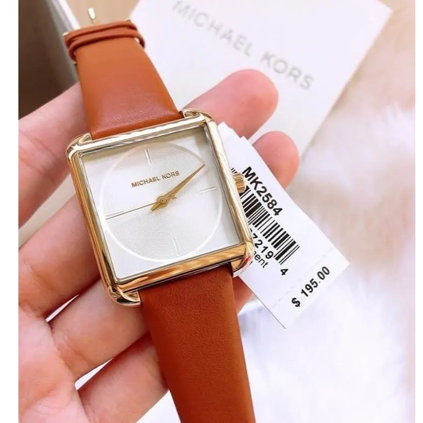 MK SQUARE FACE LEATHER STRAP WATCH Lazada PH