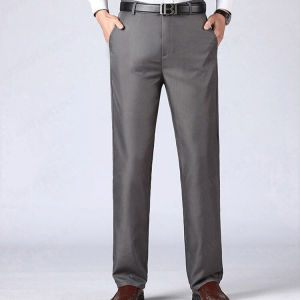 Mens Ice Silk Stretch Straight Pants Mens Pants Business Casual Pants British Trousers Slim Thin Trousers Ice Silk Elastic Straight Suit Pants