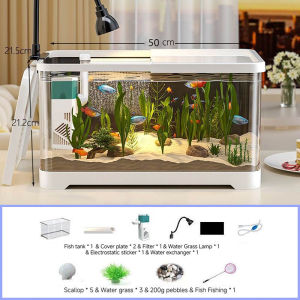 Greenpets Negative Pressure Fish Tank Transparent Acrylic Aquarium for Home Office Decor Small Medium Pets Safe Leak-Proof Easy Clean
