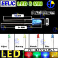 EELIC LED-D3MM isi 5 Pcs Round led diffused 3 mm light emitting diode 2 kawat anoda katoda. 