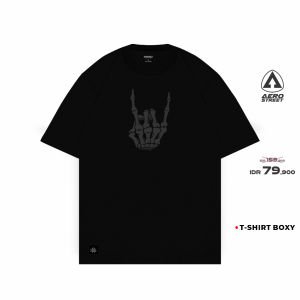 Aerostreet T Shirt Boxy Fit Heavy Bone Hitam Man Kaos Tshirt FADAA