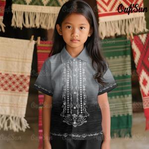 Delivery Within 1-3 days Barong Short Sleeved Shirt 2025 Vintage Ethnic Barong Tagalog For Kids Girl Modern