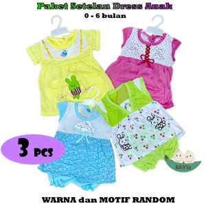 BAYIe - Setelan Dress Baju Anak Perempuan Cewek Motif RANDOM NFC Pakaian anak