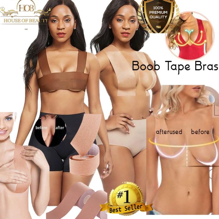 BOOB TAPE Stretchable Ladies Lingerie Boob Tape Sticker Bra With Self- Adhesive As Nipple Cover Pad Tape, Breast Lift Tape, and Push Up Chest  Strong Support For Swimsuit, Yoga, and Sports Bra As