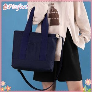 Lightweight Womens Large Capacity Canvas Tote Bag Crossbody Style for Travel and Work Blue
