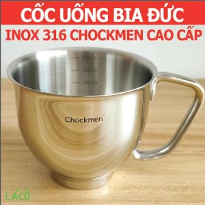 Cốc uống bia inox 316 cao cấp Chockmen Đức cốc uống nước ly inox uống nước cốc inox 2 lớp có quai cầm giữ nhiệt - 500ml