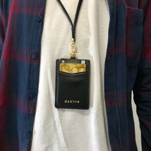 dabine lanyard nametag bahan kulit natural premium