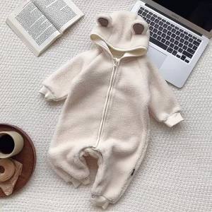 ins Infant Baby Crawling Suit 2025 Autumn Winter New Cartoon Fleece-Lined Thickened Jumpsuit Outdoor Trendy