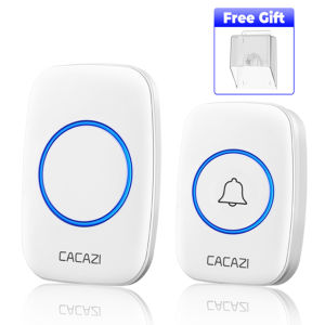 【CACAZI A10】US Plug Wireless Doorbell 300M Range Home Door Bell Waterproof 60 Chime Ring Battery 1 2 Button AC Electric 1 2 3 Receiver 110v 220V 240V led light for home security office dustproof