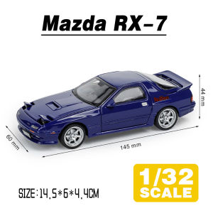 LEO 1:32 Mazda RX-7 Metal Alloy Toys Car Model Diecast Vehicle For Boys Kids Simulation Sound Light Effect Gift Hobbies Collection